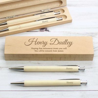 (image for) Personalised Any Message Wooden Pen & Pencil Box Set