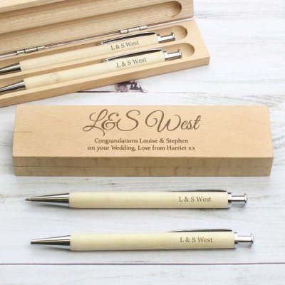 (image for) Personalised Any Message Wooden Pen & Pencil Box Set