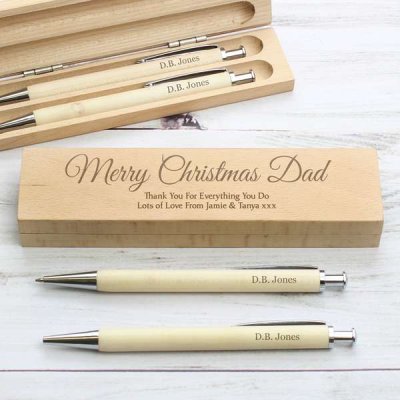 (image for) Personalised Any Message Wooden Pen & Pencil Box Set