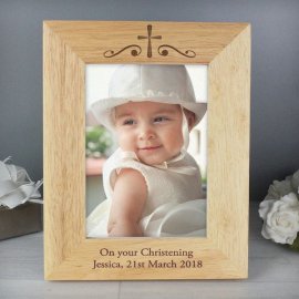 (image for) Personalised Religious Swirl 5x7 Wooden Photo Frame