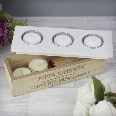 (image for) Personalised Classic Triple Tea Light Box