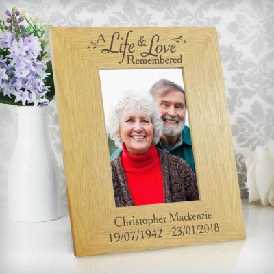 (image for) Personalised Life & Love Oak Finish 4x6 Photo Frame