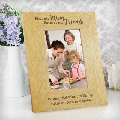 (image for) Personalised Oak Finish 'First My Mum, Forever My Friend' 4x6 Ph