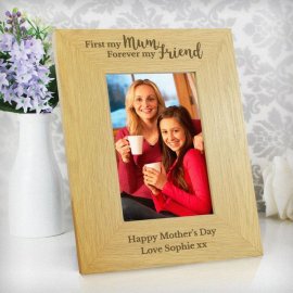 (image for) Personalised Oak Finish 'First My Mum, Forever My Friend' 4x6 Ph