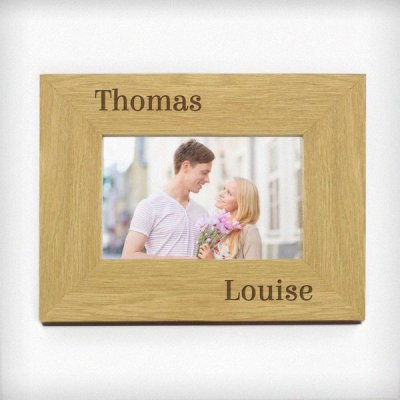 (image for) Personalised Oak Finish 6x4 Couples Photo Frame