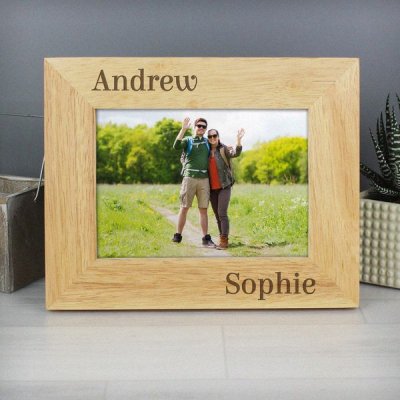 (image for) Personalised Oak Finish 6x4 Couples Photo Frame