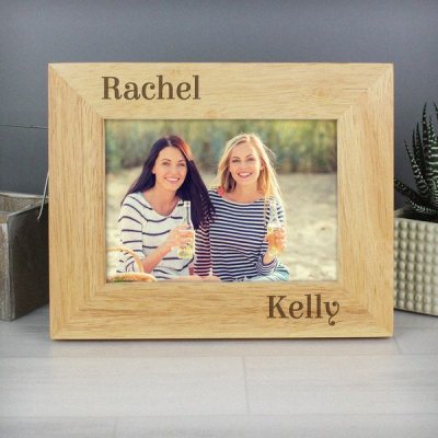 (image for) Personalised Oak Finish 6x4 Couples Photo Frame