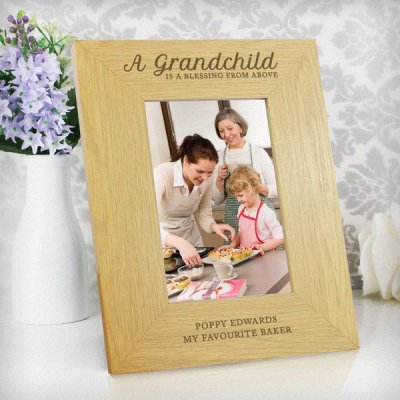 (image for) Personalised Oak Finish 4x6 'A Grandchild is a Blessing' Photo F