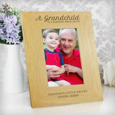 (image for) Personalised Oak Finish 4x6 'A Grandchild is a Blessing' Photo F