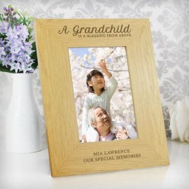 (image for) Personalised Oak Finish 4x6 'A Grandchild is a Blessing' Photo F