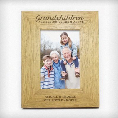 (image for) Personalised Oak Finish 'Grandchildren are a Blessing' 4x6 Photo