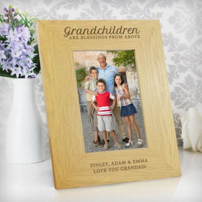 (image for) Personalised Oak Finish 'Grandchildren are a Blessing' 4x6 Photo