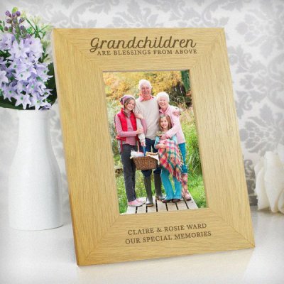 (image for) Personalised Oak Finish 'Grandchildren are a Blessing' 4x6 Photo