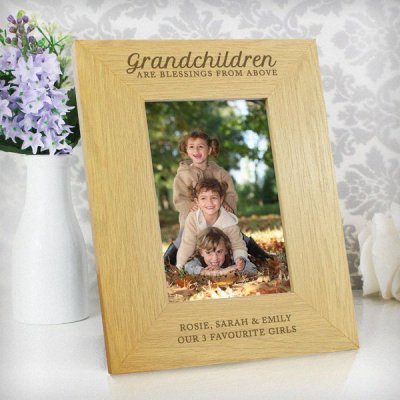 (image for) Personalised Oak Finish 'Grandchildren are a Blessing' 4x6 Photo