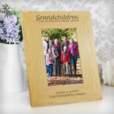 (image for) Personalised Oak Finish 'Grandchildren are a Blessing' 4x6 Photo