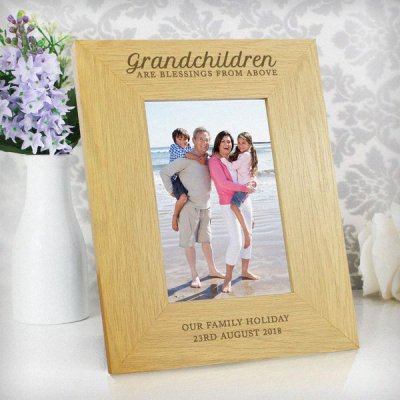 (image for) Personalised Oak Finish 'Grandchildren are a Blessing' 4x6 Photo