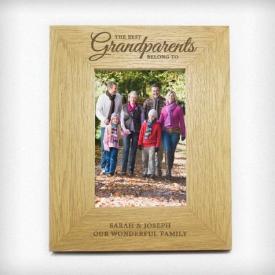 (image for) Personalised Oak Finish 'The Best Grandparents' 4x6 Photo Frame