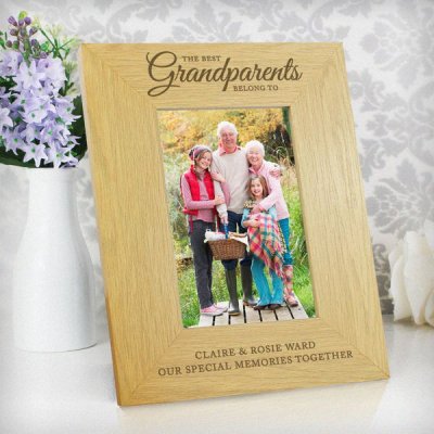 (image for) Personalised Oak Finish 'The Best Grandparents' 4x6 Photo Frame