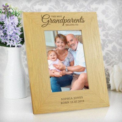 (image for) Personalised Oak Finish 'The Best Grandparents' 4x6 Photo Frame