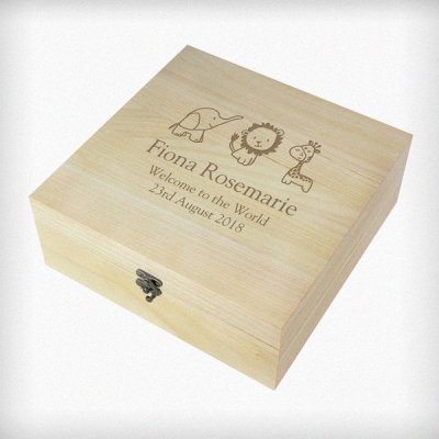 (image for) Personalised Hessian Friends Large Wooden Keepsake Box