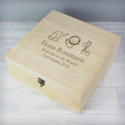 (image for) Personalised Hessian Friends Large Wooden Keepsake Box