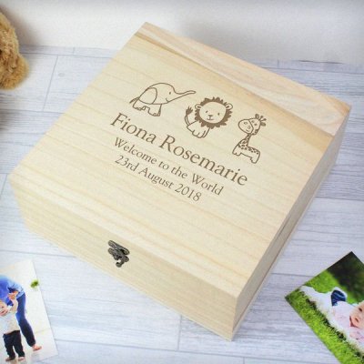 (image for) Personalised Hessian Friends Large Wooden Keepsake Box