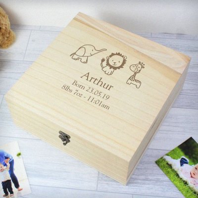 (image for) Personalised Hessian Friends Large Wooden Keepsake Box