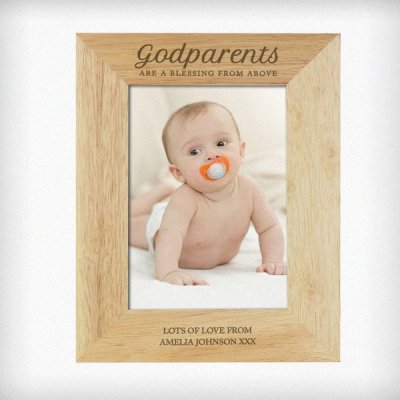 (image for) Personalised Godparents 5x7 Wooden Photo Frame