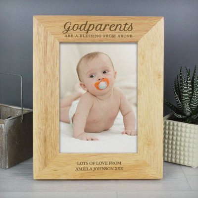 (image for) Personalised Godparents 5x7 Wooden Photo Frame