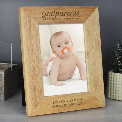 (image for) Personalised Godparents 5x7 Wooden Photo Frame