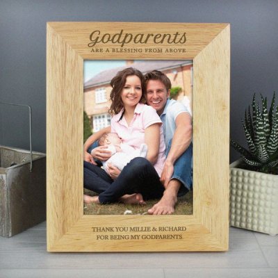 (image for) Personalised Godparents 5x7 Wooden Photo Frame