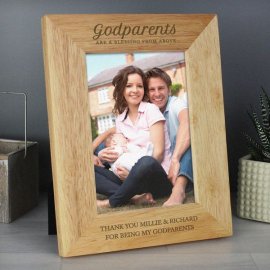 (image for) Personalised Godparents 5x7 Wooden Photo Frame