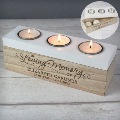 (image for) Personalised In Loving Memory Triple Tea Light Box