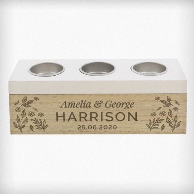 (image for) Personalised Floral Triple Tea Light Box