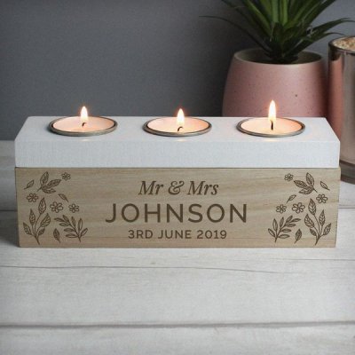 (image for) Personalised Floral Triple Tea Light Box