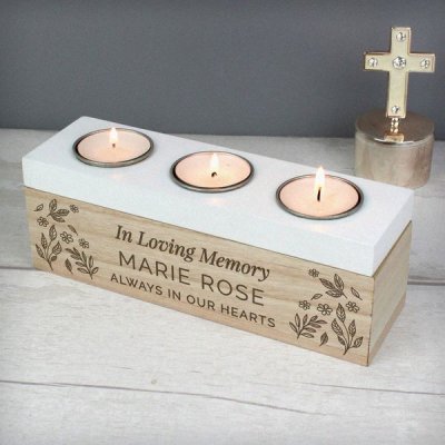 (image for) Personalised Floral Triple Tea Light Box