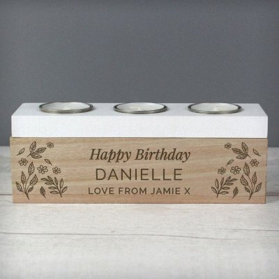 (image for) Personalised Floral Triple Tea Light Box