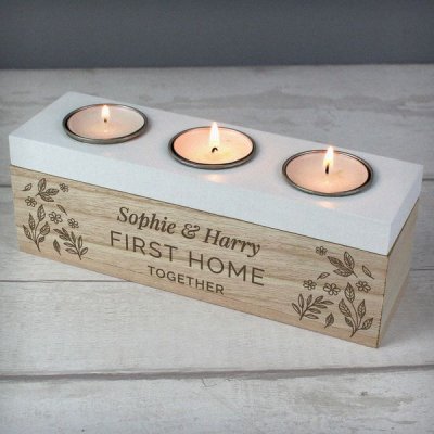 (image for) Personalised Floral Triple Tea Light Box