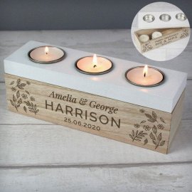 (image for) Personalised Floral Triple Tea Light Box