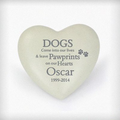 (image for) Personalised Dog Pawprints Heart Memorial