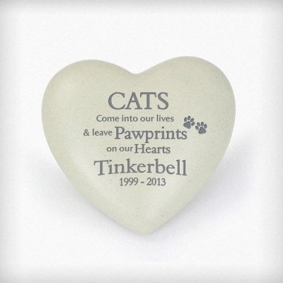 (image for) Personalised Cat Pawprints Heart Memorial