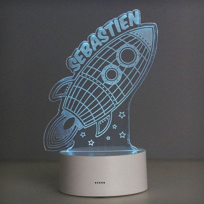 (image for) Personalised Rocket LED Colour Changing Wireframe Night Light