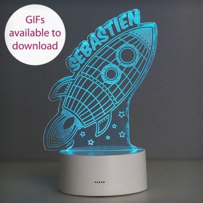 (image for) Personalised Rocket LED Colour Changing Wireframe Night Light