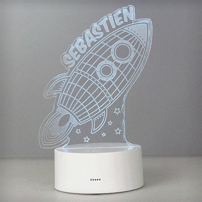 (image for) Personalised Rocket LED Colour Changing Wireframe Night Light