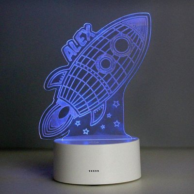 (image for) Personalised Rocket LED Colour Changing Wireframe Night Light