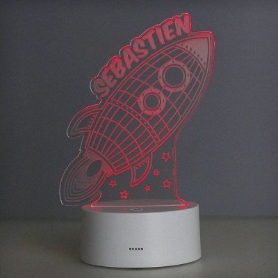 (image for) Personalised Rocket LED Colour Changing Wireframe Night Light