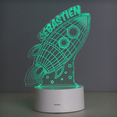 (image for) Personalised Rocket LED Colour Changing Wireframe Night Light