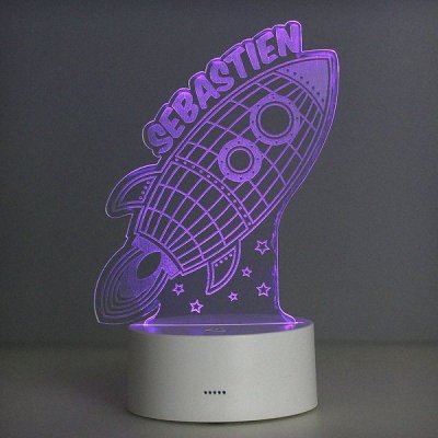 (image for) Personalised Rocket LED Colour Changing Wireframe Night Light