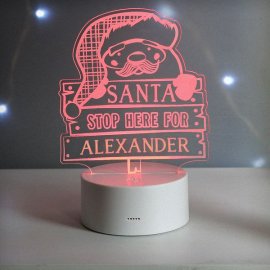 (image for) Personalised Santa Stop Here LED Colour Changing Night Light