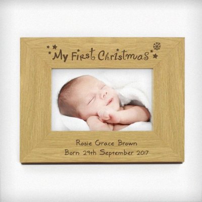 (image for) Personalised My First Christmas 6x4 Wooden Photo Frame